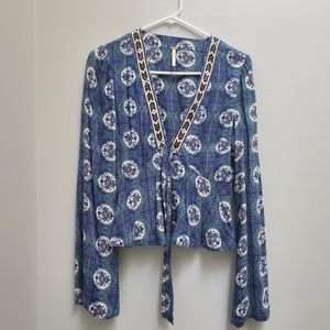 Free People flare sleeve blouse blue xs